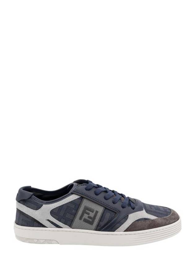 Luxury Fendi Step Leather Low Top Sneakers Blue