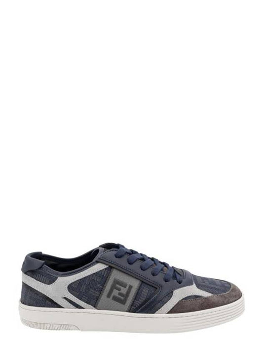 Luxury Fendi Step Leather Low Top Sneakers Blue