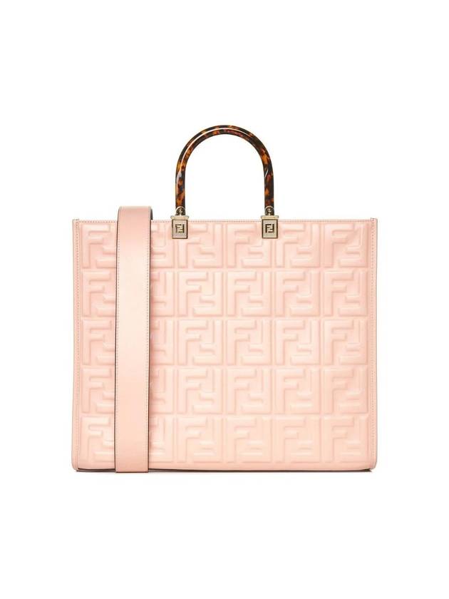 Luxury Fendi Sunshine FF Logo Medium Tote Bag Pink