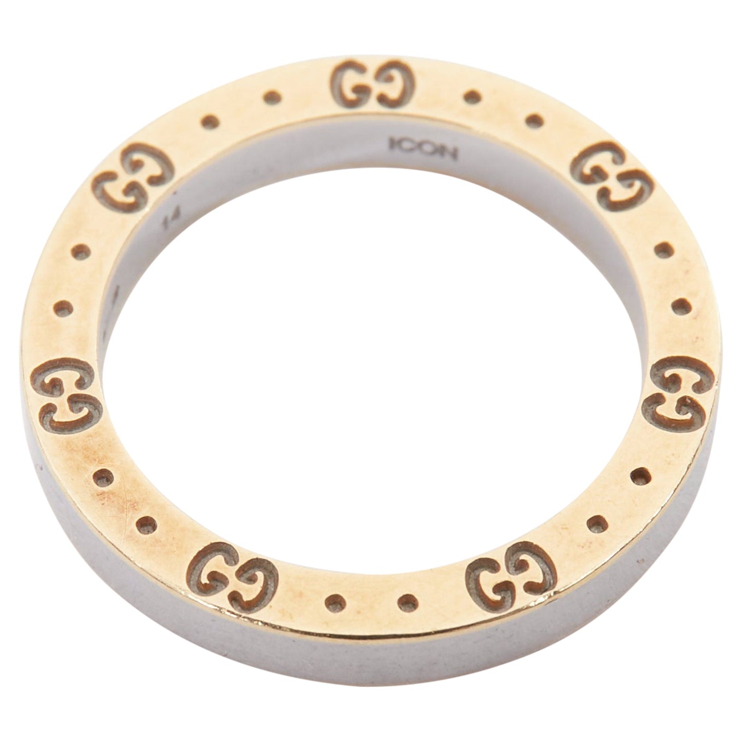Gucci Silver Tone GG Monogram Engraved Ring