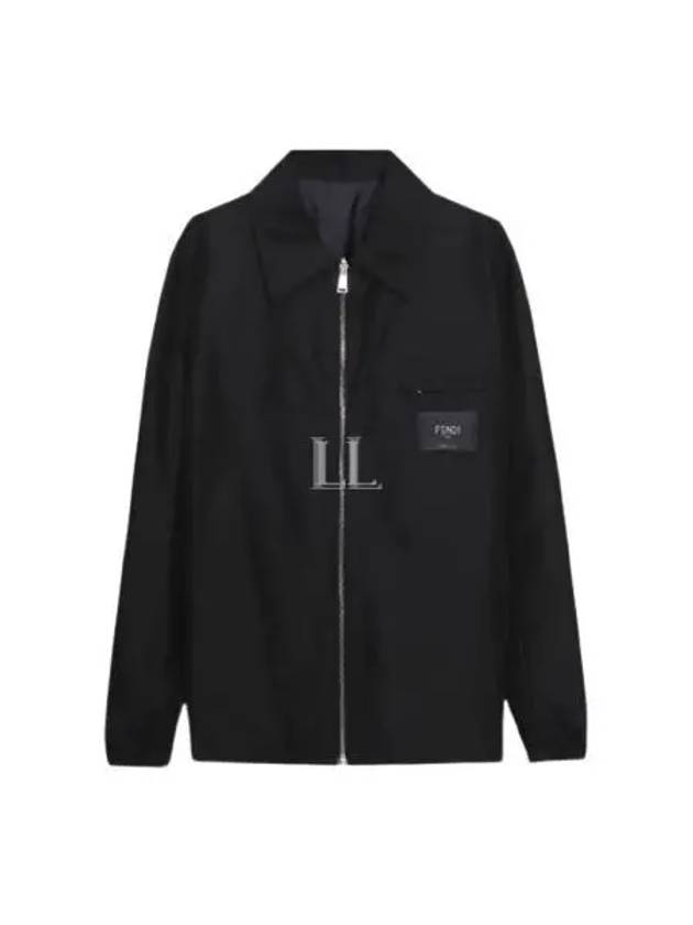 Luxury Fendi Nylon Reversible Zip-Up Jacket Black