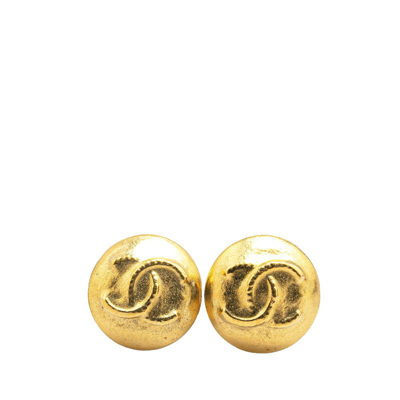 Chanel Vintage Coco Mark Round Earrings Gold