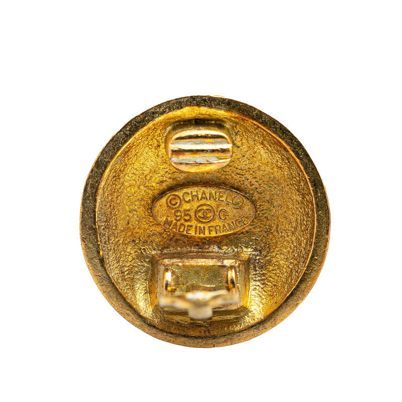 Chanel Vintage Coco Mark Round Earrings Gold