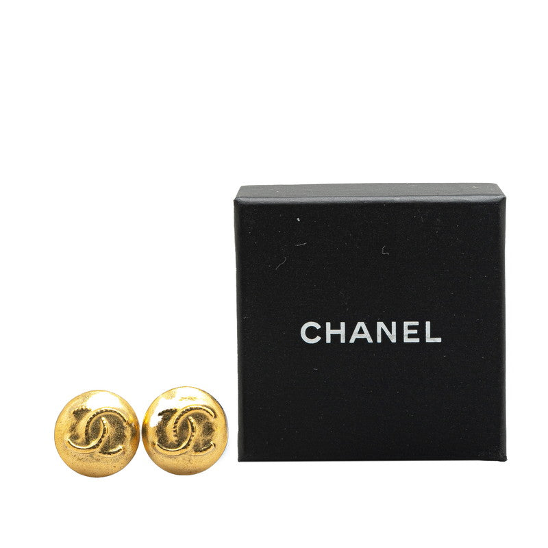 Chanel Vintage Coco Mark Round Earrings Gold