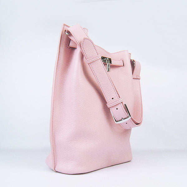 Luxury Hermes Nappa Leather Shoulder Bag H2804 pink Silver
