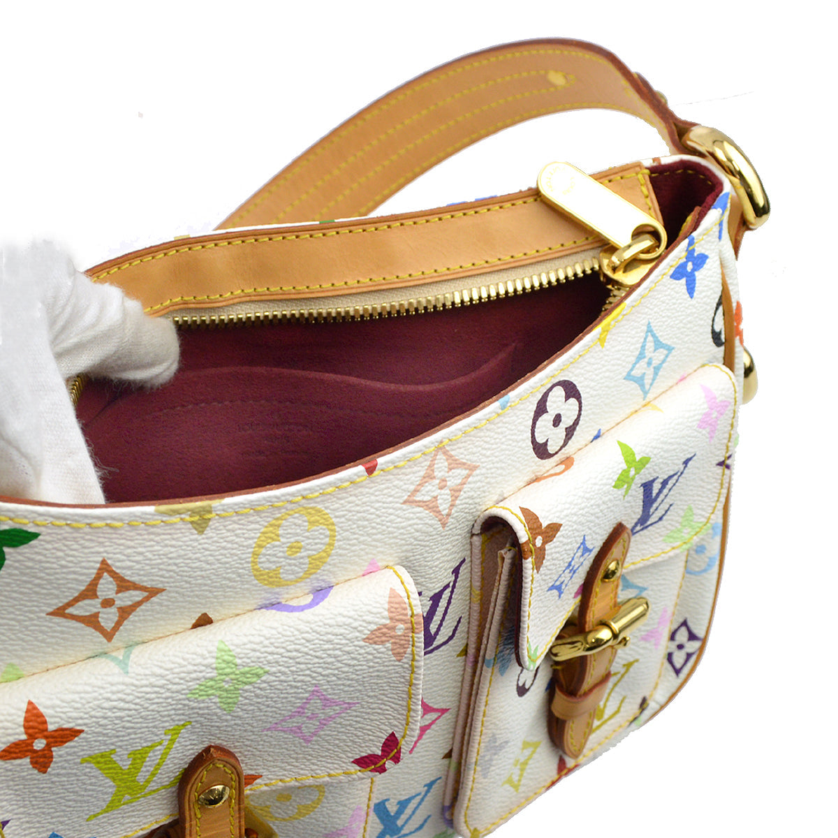 Louis Vuitton 2005 White Monogram Multicolor Lodge PM Handbag M40053