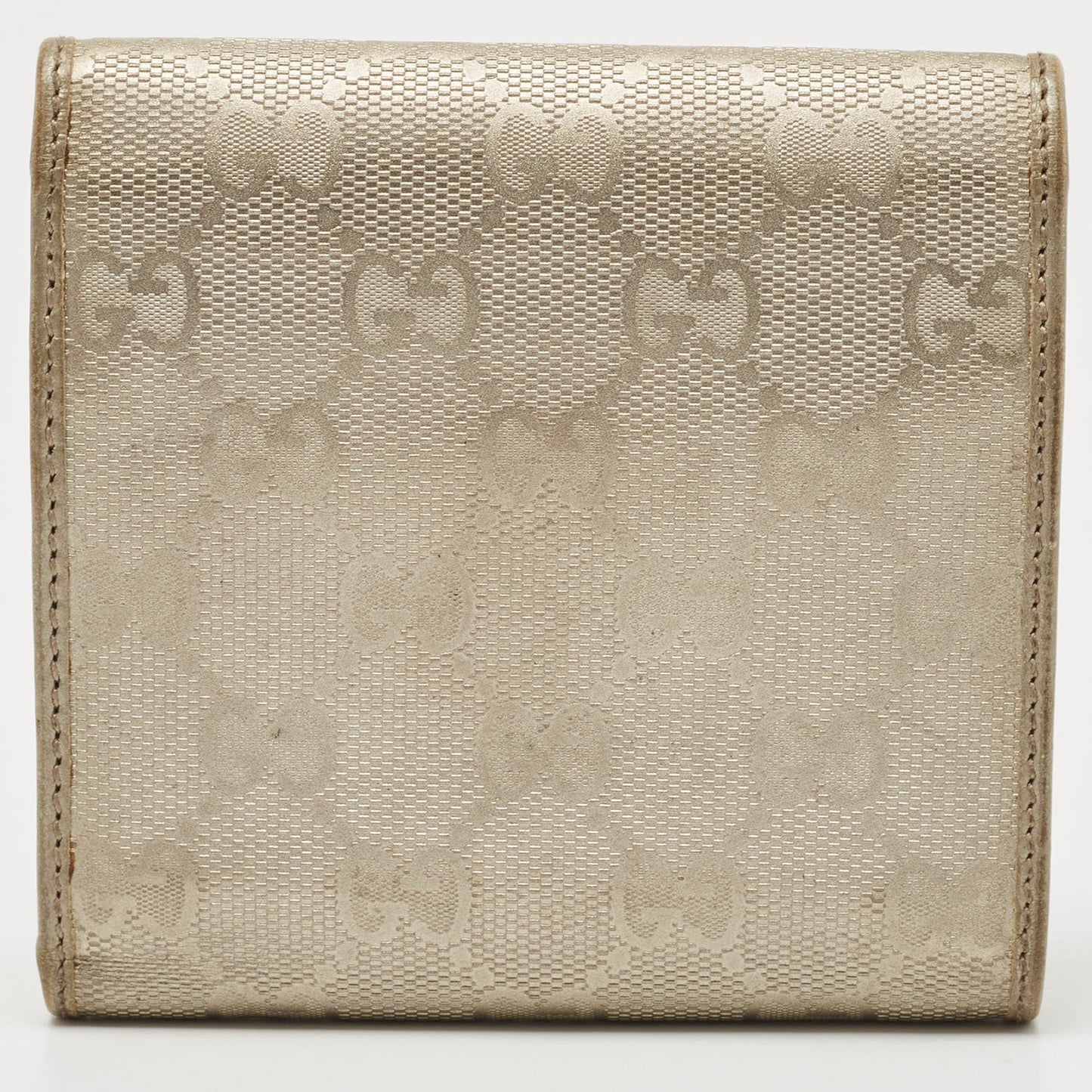 Luxury Gucci Trending 2025 Silver Gg Imprime Canvas And Leather Gg Charm Trifold Wallet