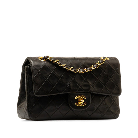 Chanel Mattrase 23 Coco W Flap Chain Shoulder Bag Black Lambskin  Chanel