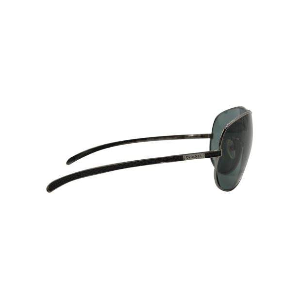 Luxury Chanel Dark Grey Textured Sunglasses