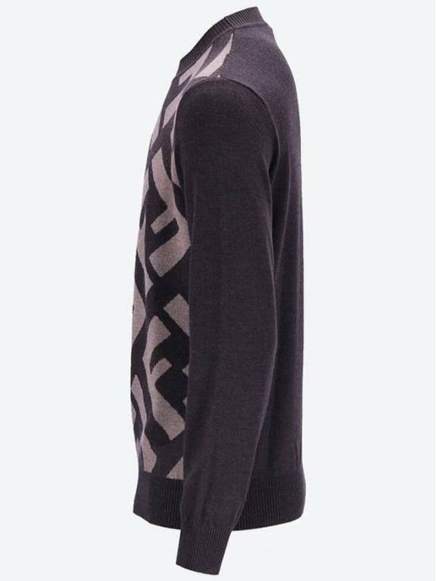 Luxury Fendi Monogram Jacquard Wool Crewneck Knit Top Brown