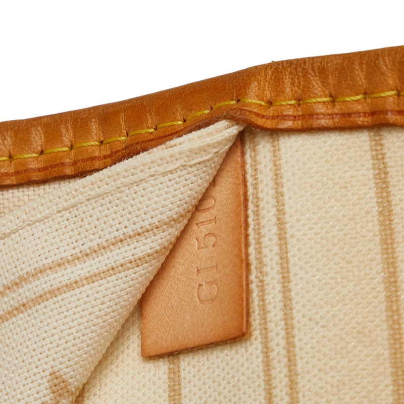 Louis Vuitton Damier Azur Neverfull MM Tote Shoulder Bag N51107 White PVC Leather