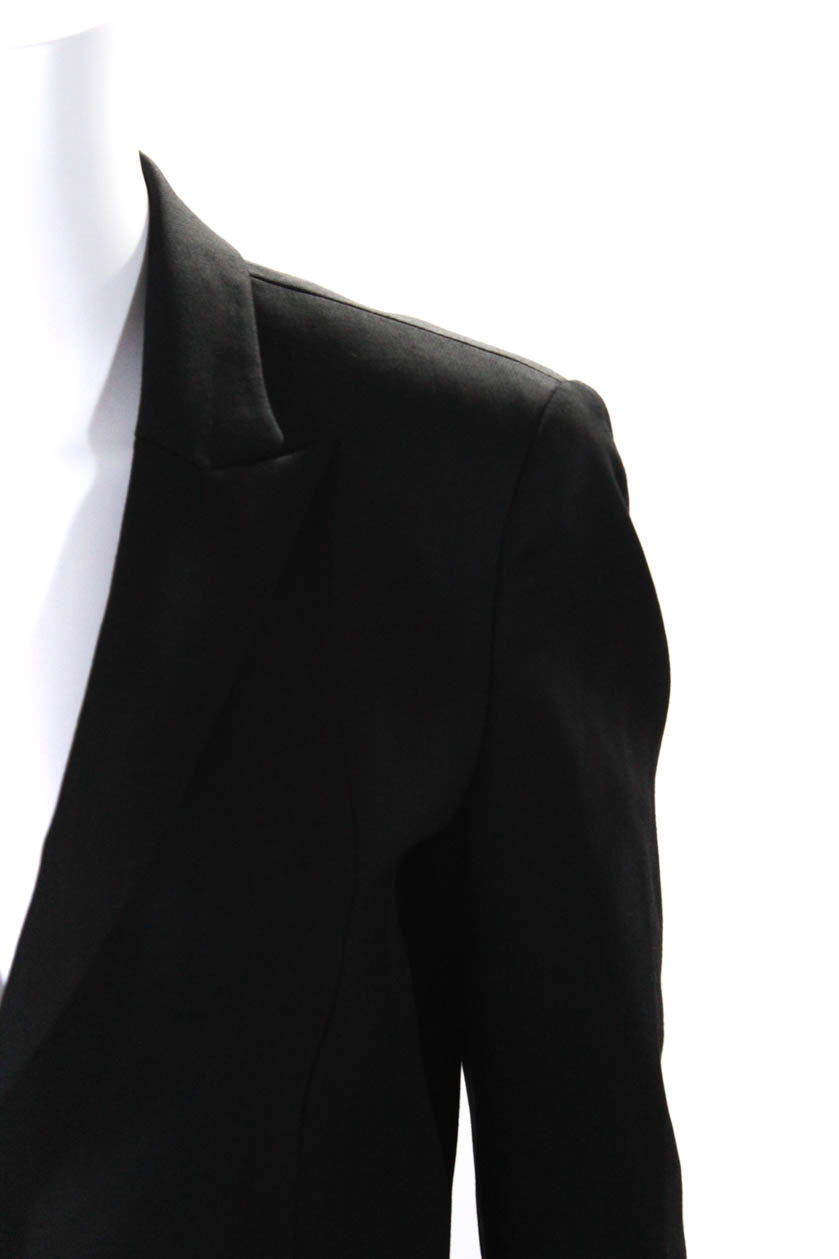 Gucci Womens Single Button Narrow Lapel Blazer Jacket Black Wool
