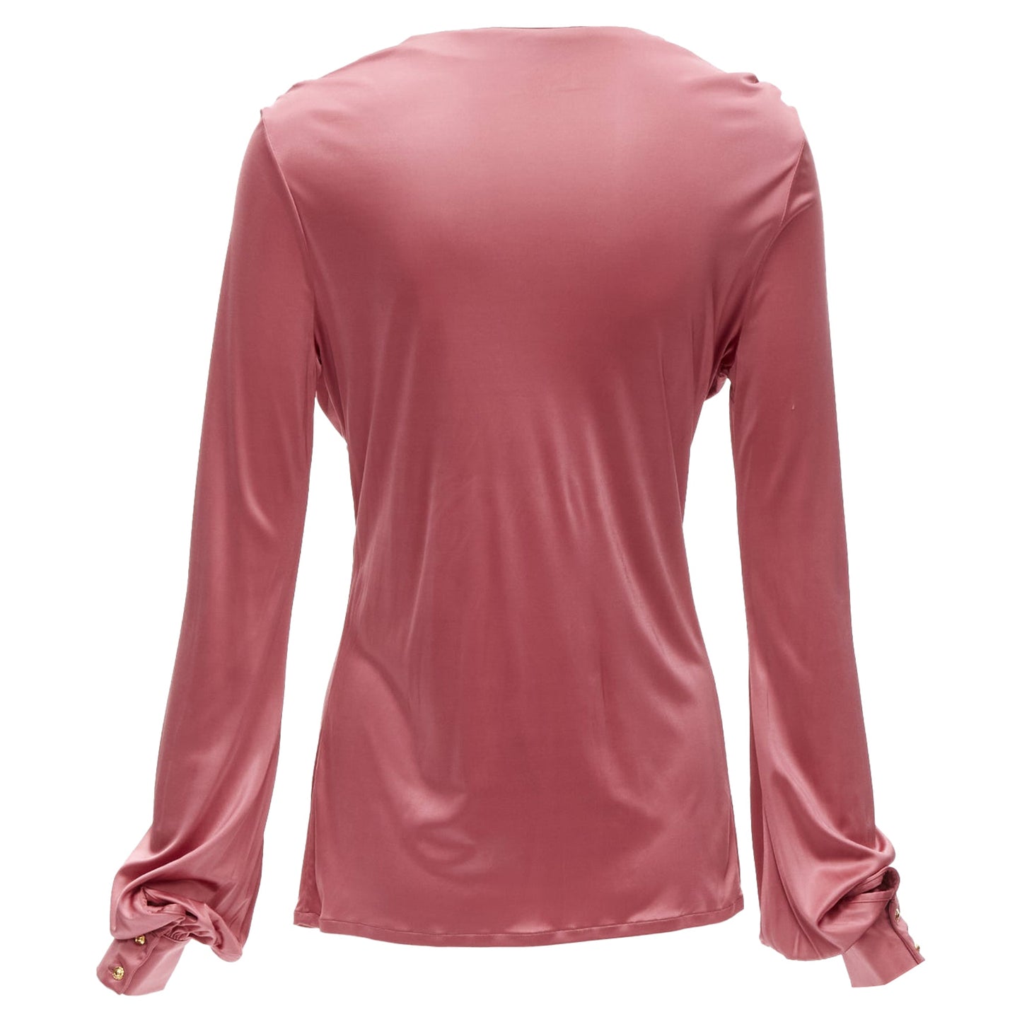 Gucci bamboo buckle silky deep v billow sleeve blouse