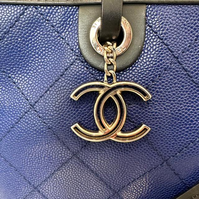 Luxury Chanel Blue Caviar Tote Handbag
