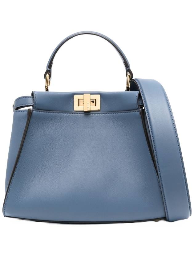 Luxury Fendi Peekaboo Small Leather Tote Bag Blue