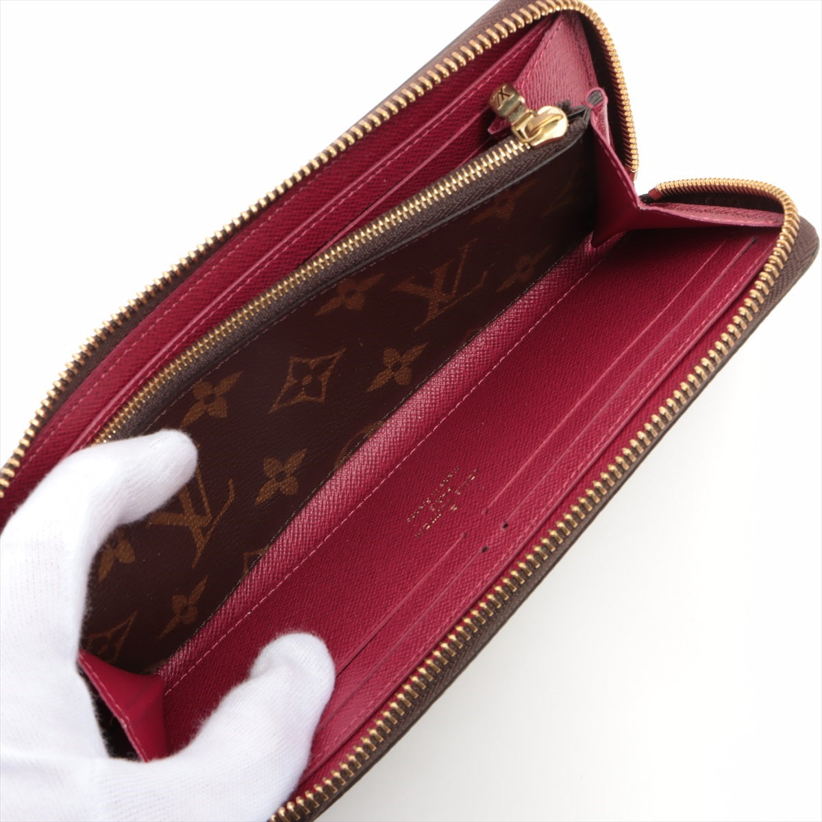Louis Vuitton Monogram Portfolio Clemens M60742 Fuchsia Pink Round  Wallet