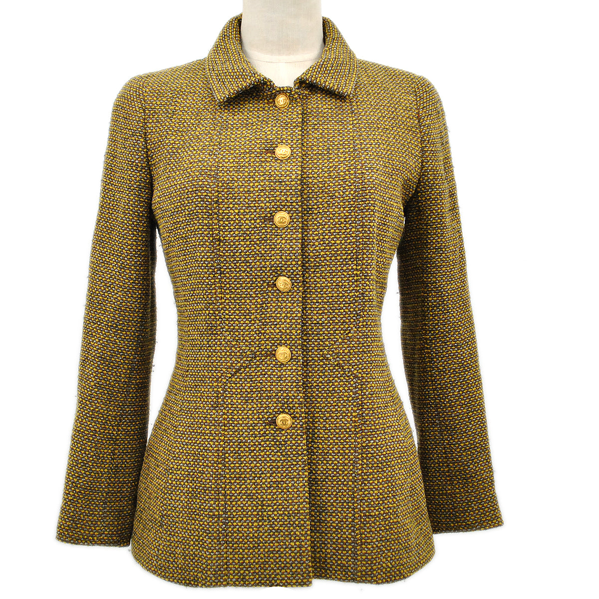 Luxury Chanel 1996 Fall CC logo-buttons tweed jacket #36