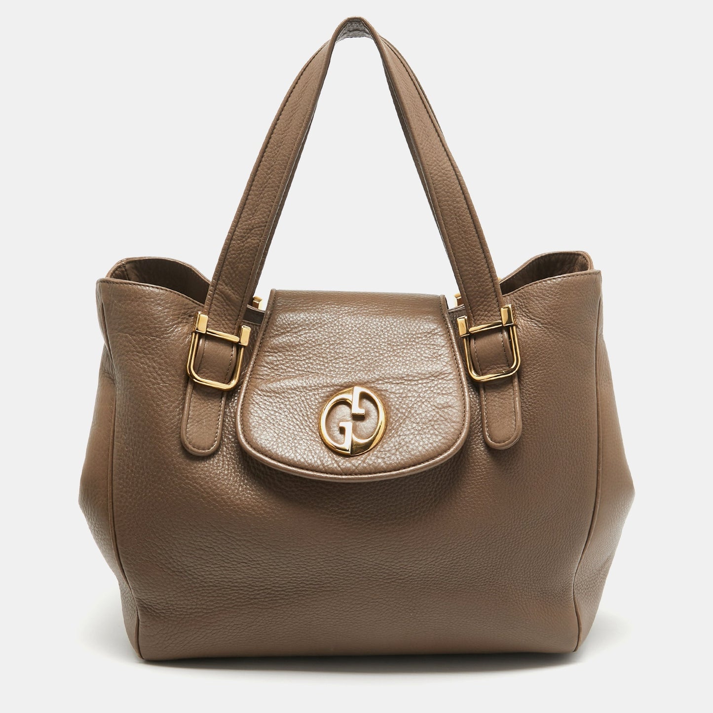 Luxury Gucci Trending 2025 Beige Leather 1973 Flap Tote