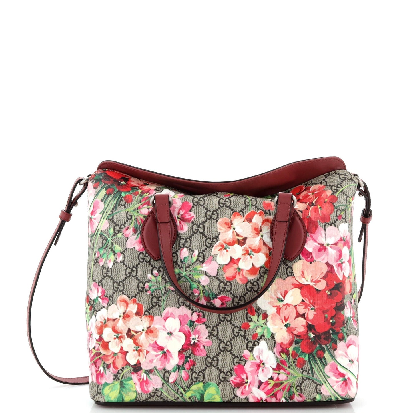 Luxury Gucci Trending 2025 Signature Fold Over Tote Blooms Print GG Coated Canvas Medium