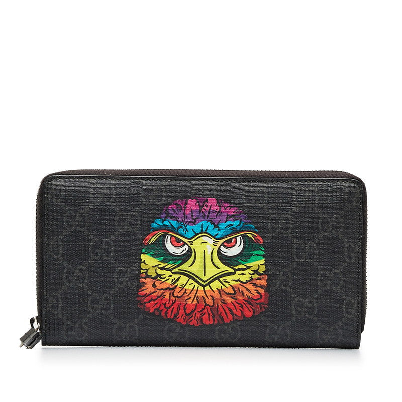 Luxury Gucci Trending 2025 GG Supreme Eagle Zip Wallet Black