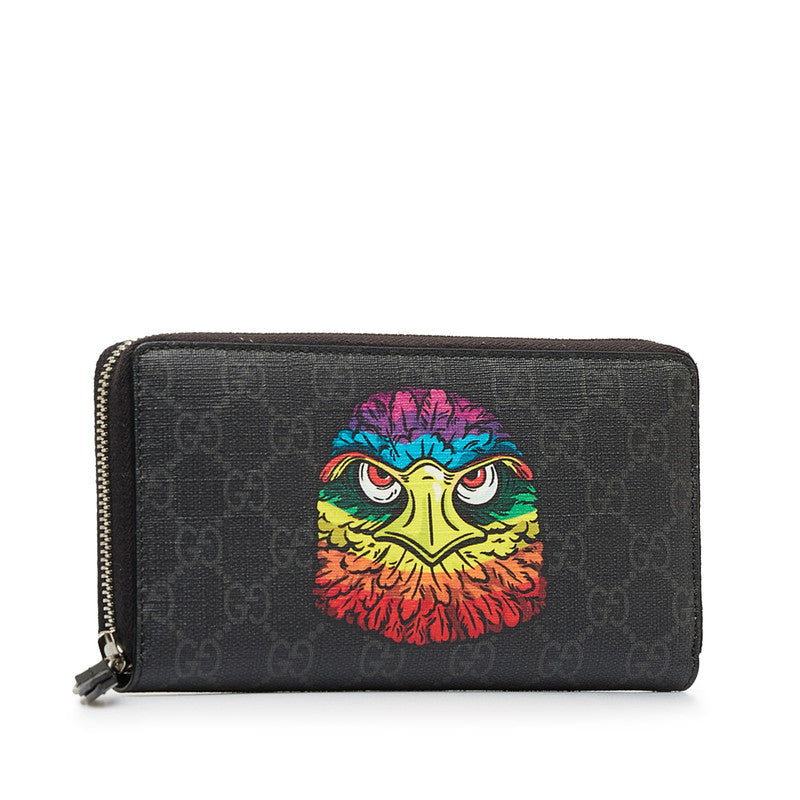 Luxury Gucci Trending 2025 GG Supreme Eagle Zip Wallet Black