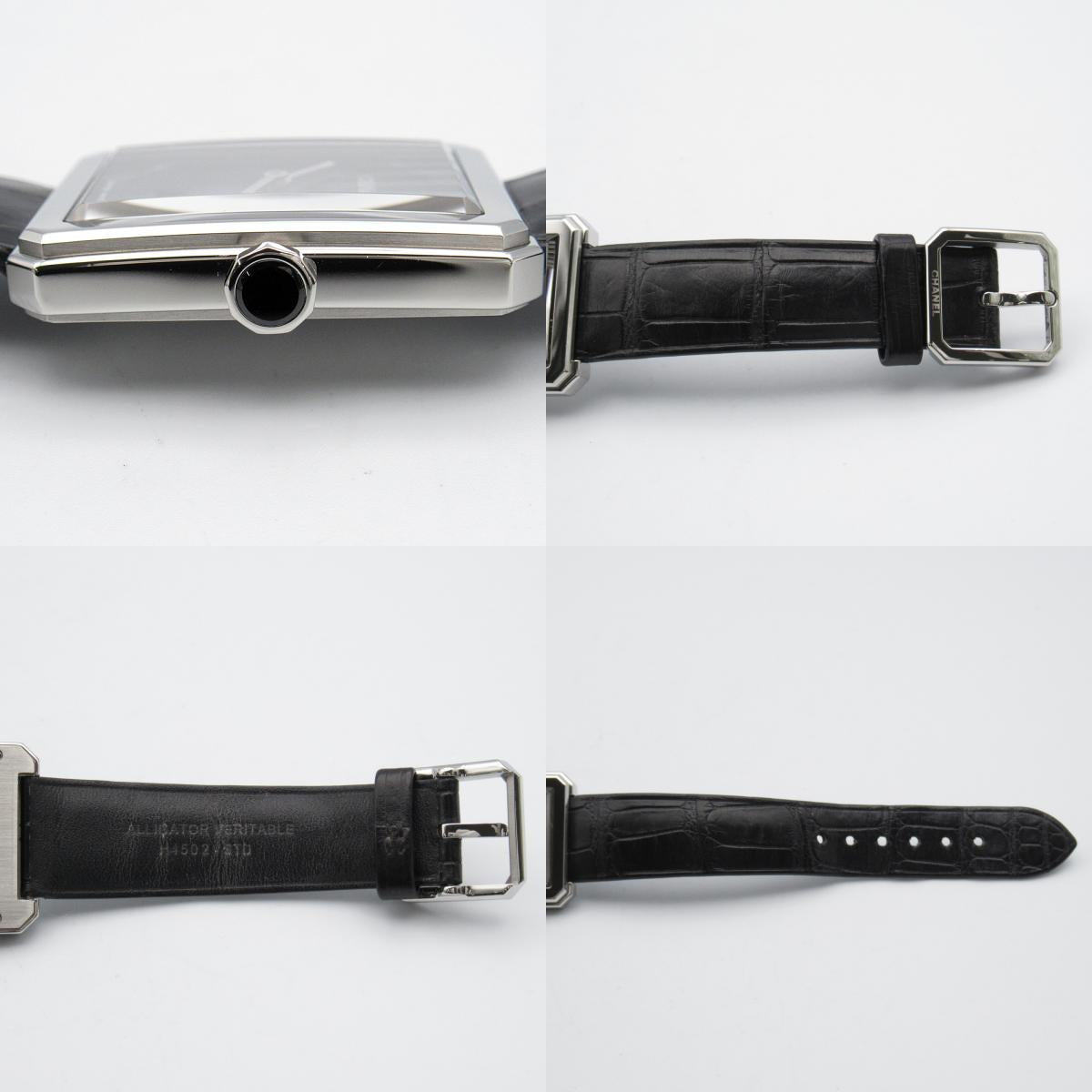 Chanel Boyfriend  Watch Stainless Steel Leather Belt Leather  Black H4884
