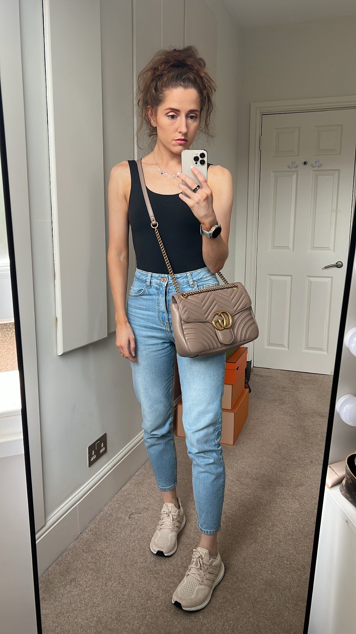 Luxury Gucci GG Dusty Pink Marmont Medium Shoulder Bag