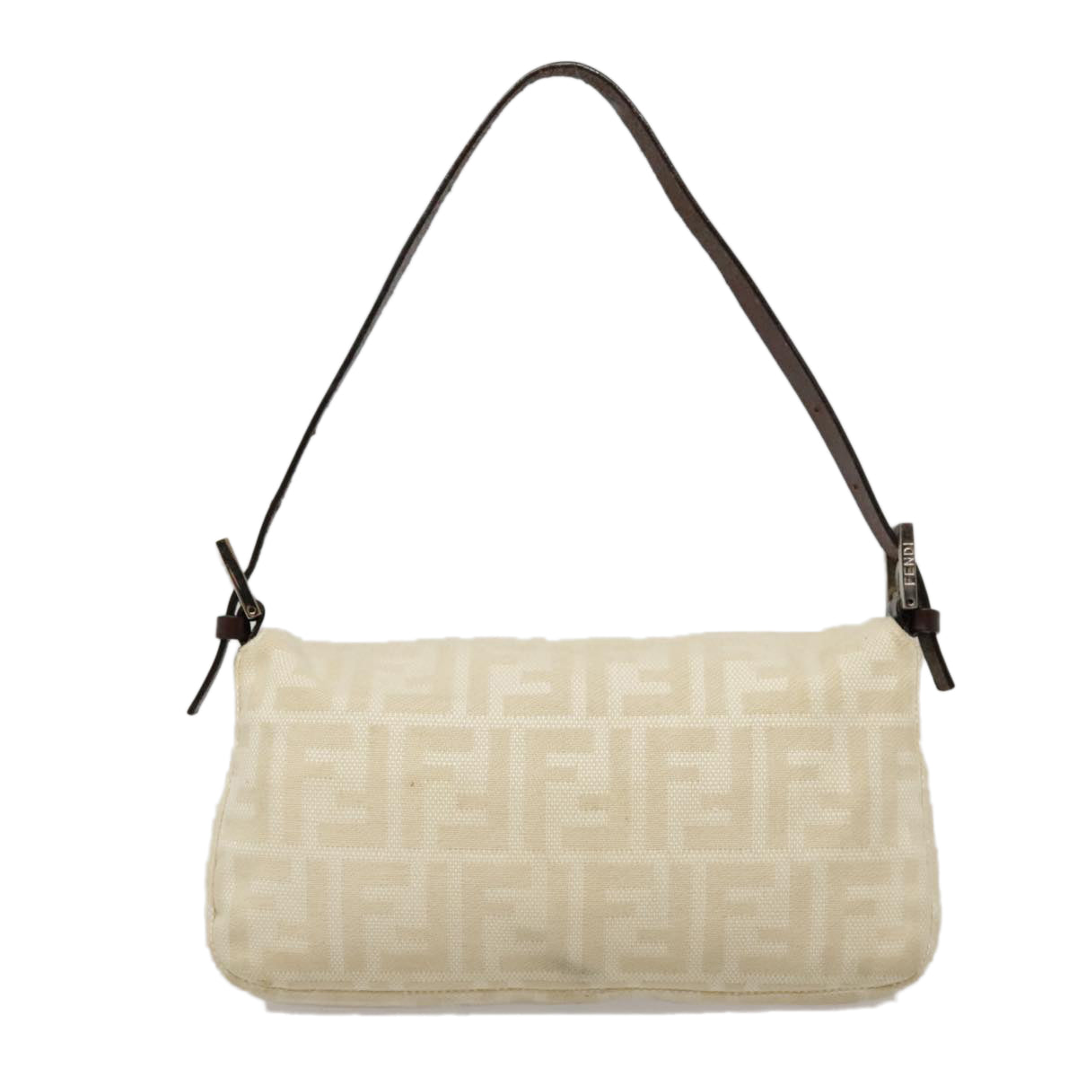 Luxury Fendi Zucca Canvas Mamma Baguette Shoulder Bag Beige Brown Silver90203