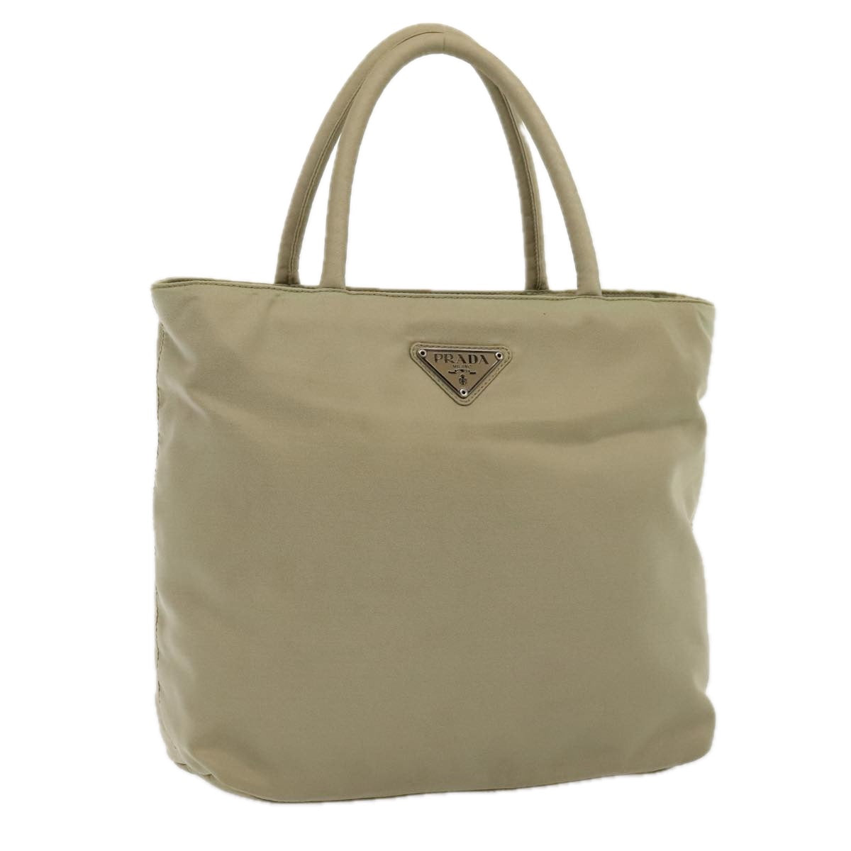 Luxury Prada Hand Bag Nylon Beige Silver  90224