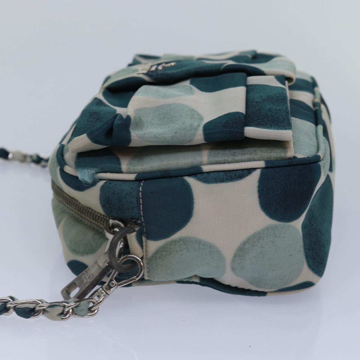 Luxury Prada Chain Shoulder Bag Nylon Blue Silver  90232