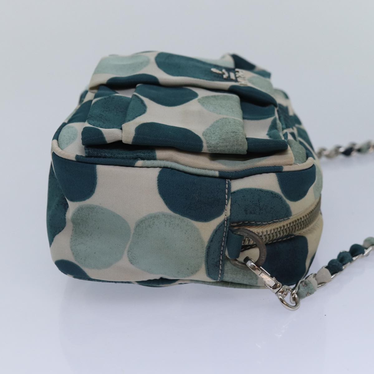 Luxury Prada Chain Shoulder Bag Nylon Blue Silver  90232