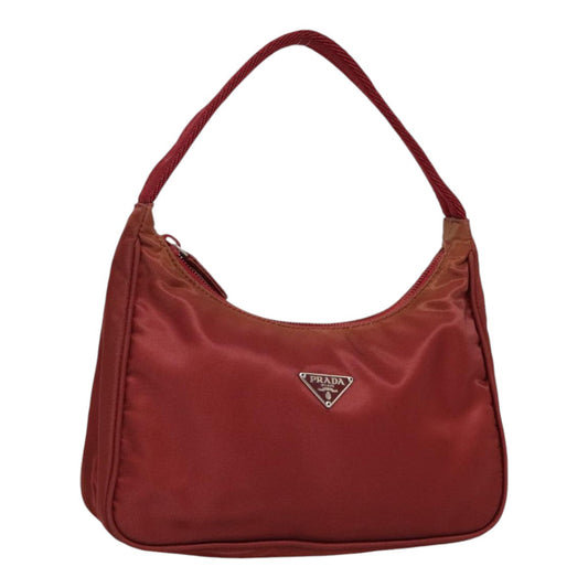 Luxury Prada Hand Bag Nylon Red Silver  90236