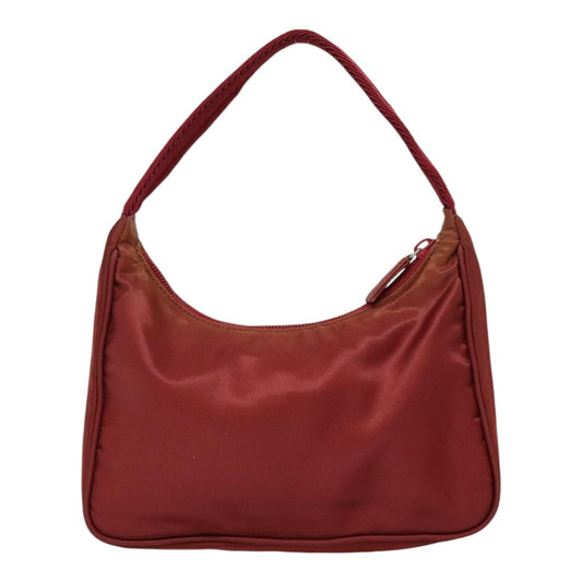 Luxury Prada Hand Bag Nylon Red Silver  90236