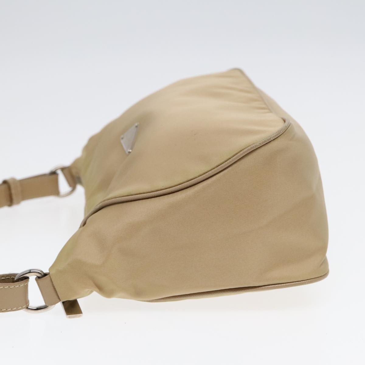 Luxury Prada Shoulder Bag Nylon Beige Silver  90237