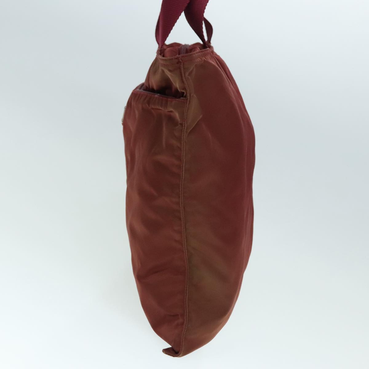 Luxury Prada Tote Bag Nylon Wine Red Silver  90243