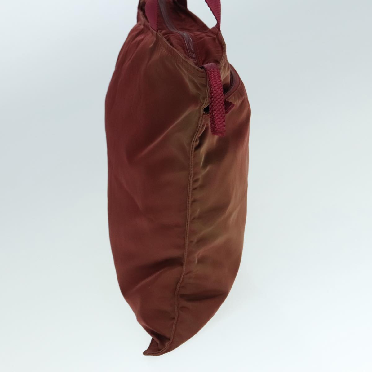 Luxury Prada Tote Bag Nylon Wine Red Silver  90243