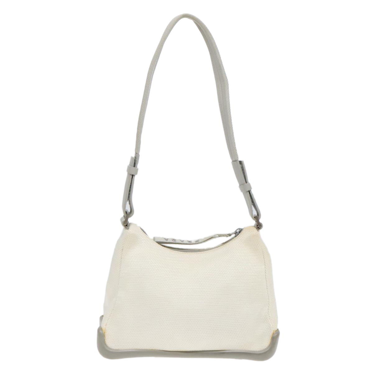 Luxury Prada Shoulder Bag Nylon White Silver  90261
