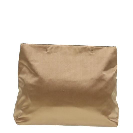 Luxury Prada Chain Tote Bag Nylon Brown Gold  90267