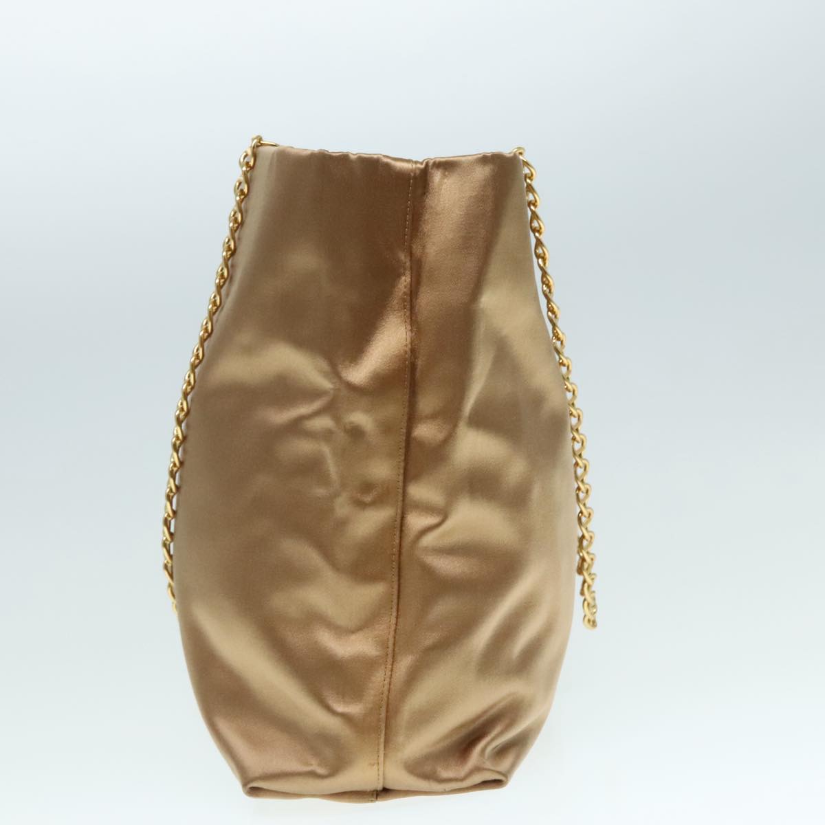 Luxury Prada Chain Tote Bag Nylon Brown Gold  90267