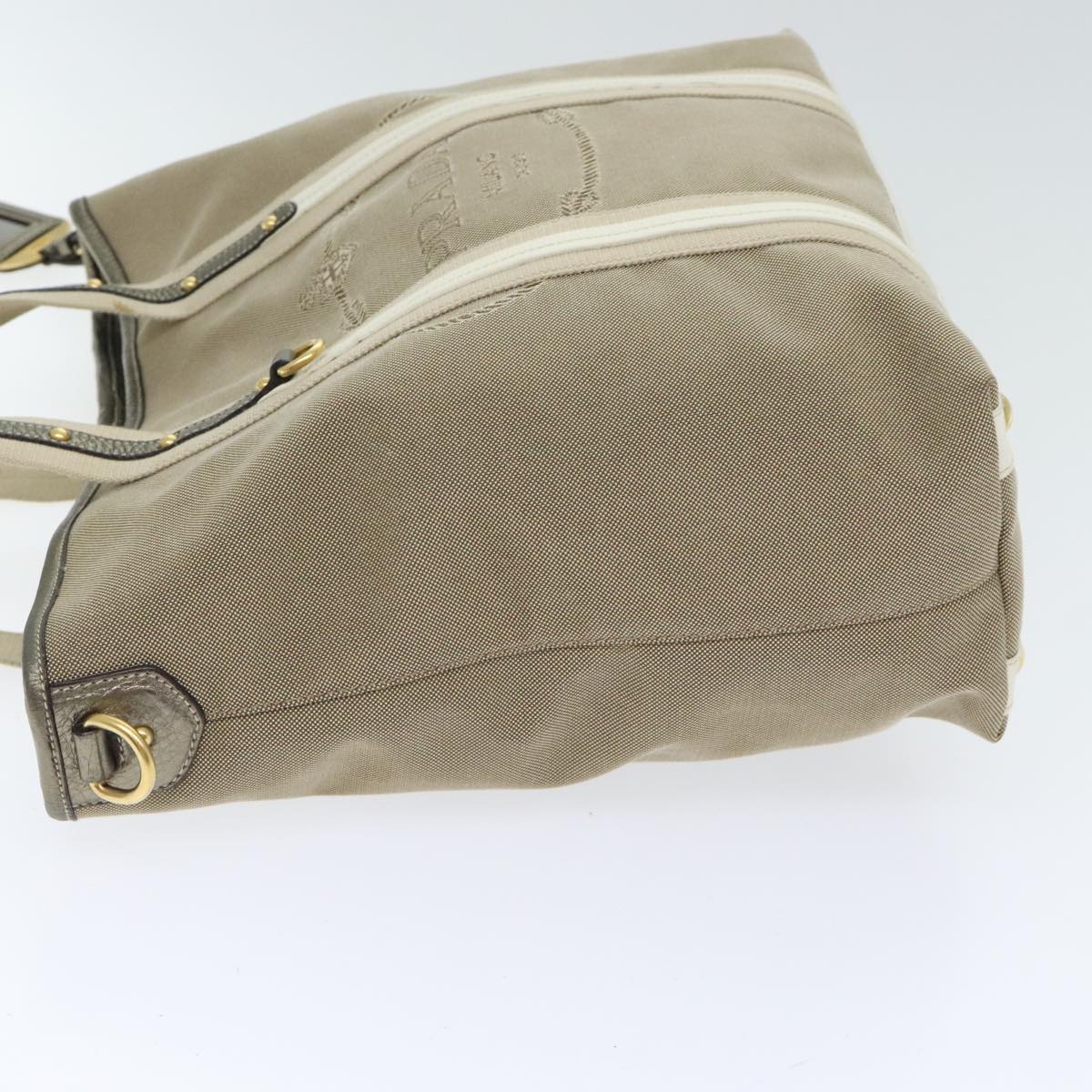 Luxury Prada Hand Bag Canvas 2way Beige Gold  90273
