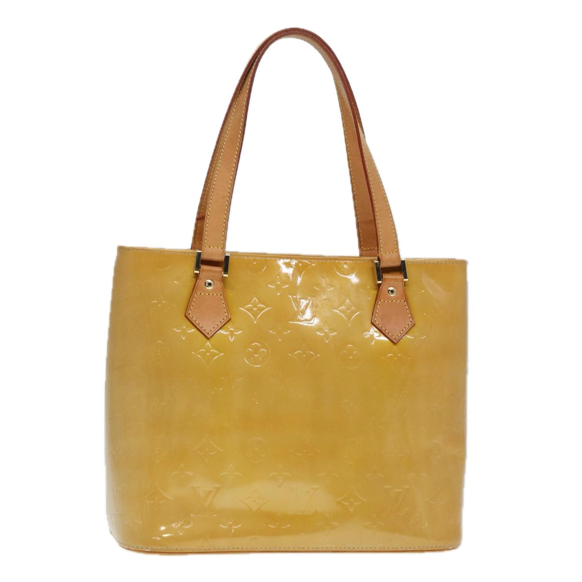 LOUIS VUITTON Monogram Vernis Houston Hand Bag Beige M91004 LV 90318
