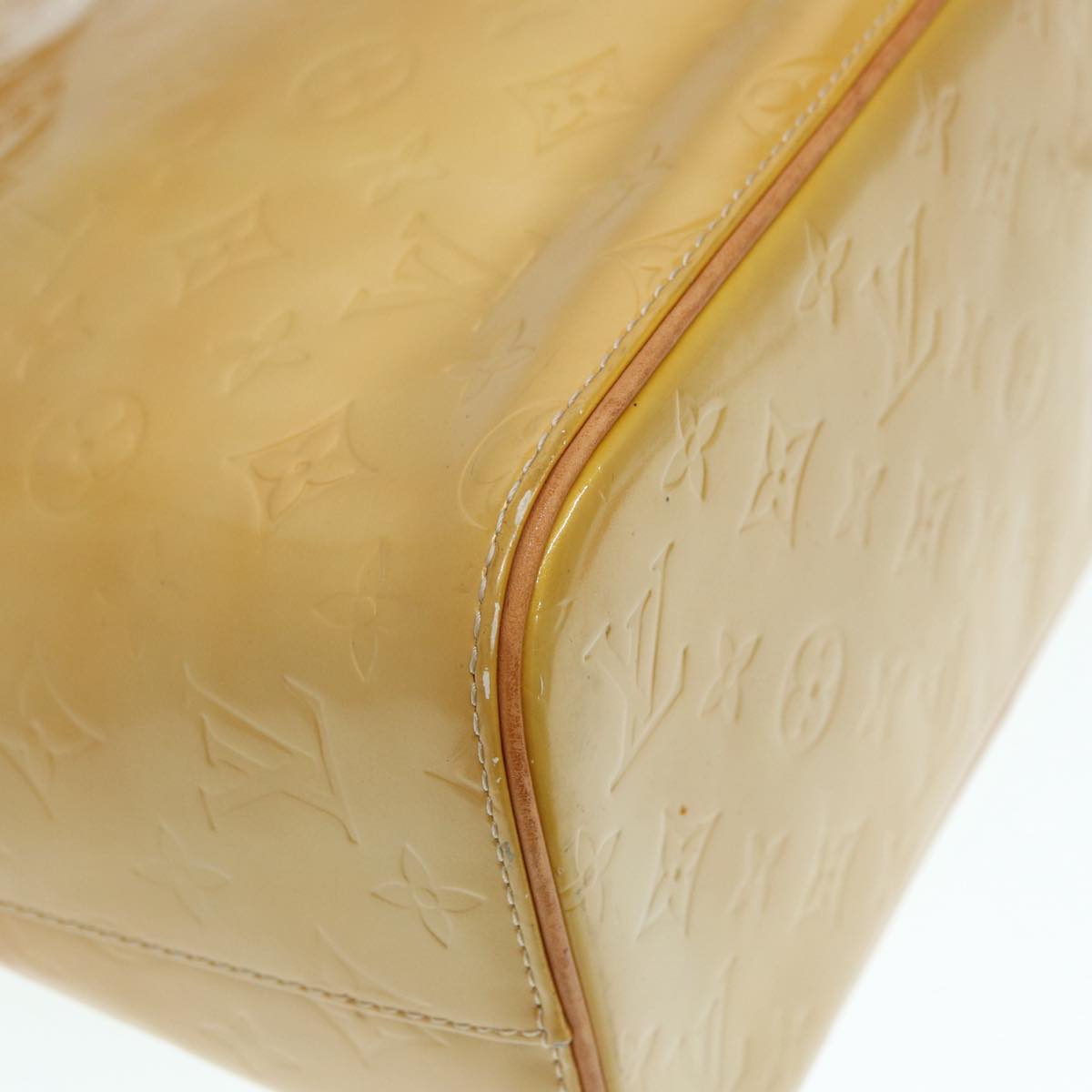 LOUIS VUITTON Monogram Vernis Houston Hand Bag Beige M91004 LV 90318