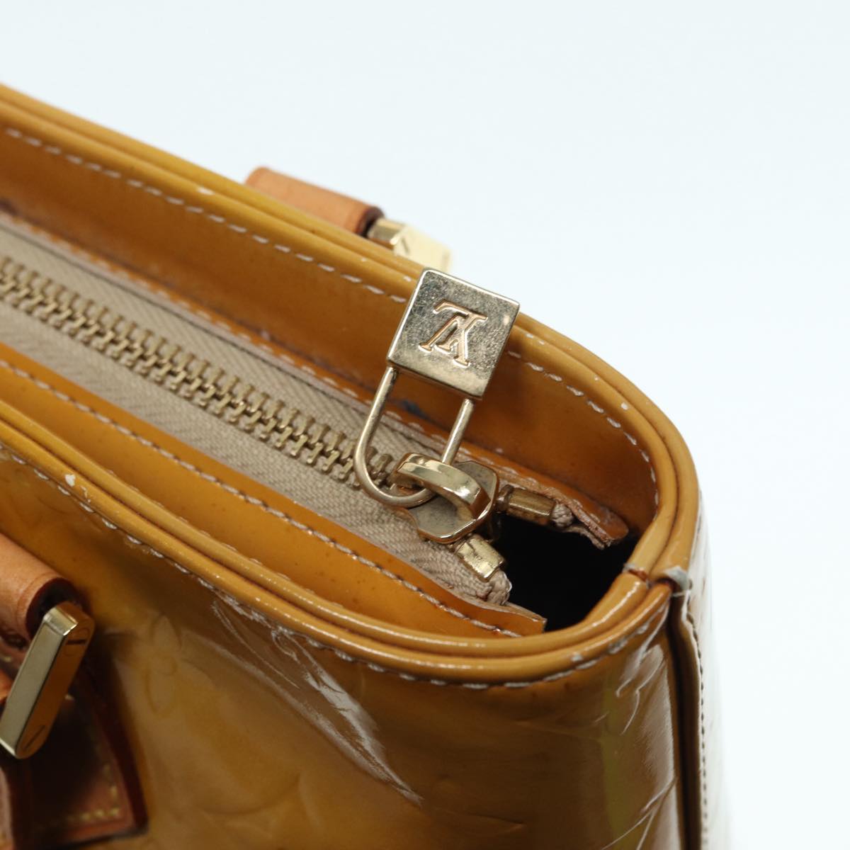LOUIS VUITTON Monogram Vernis Houston Hand Bag Beige M91004 LV 90318