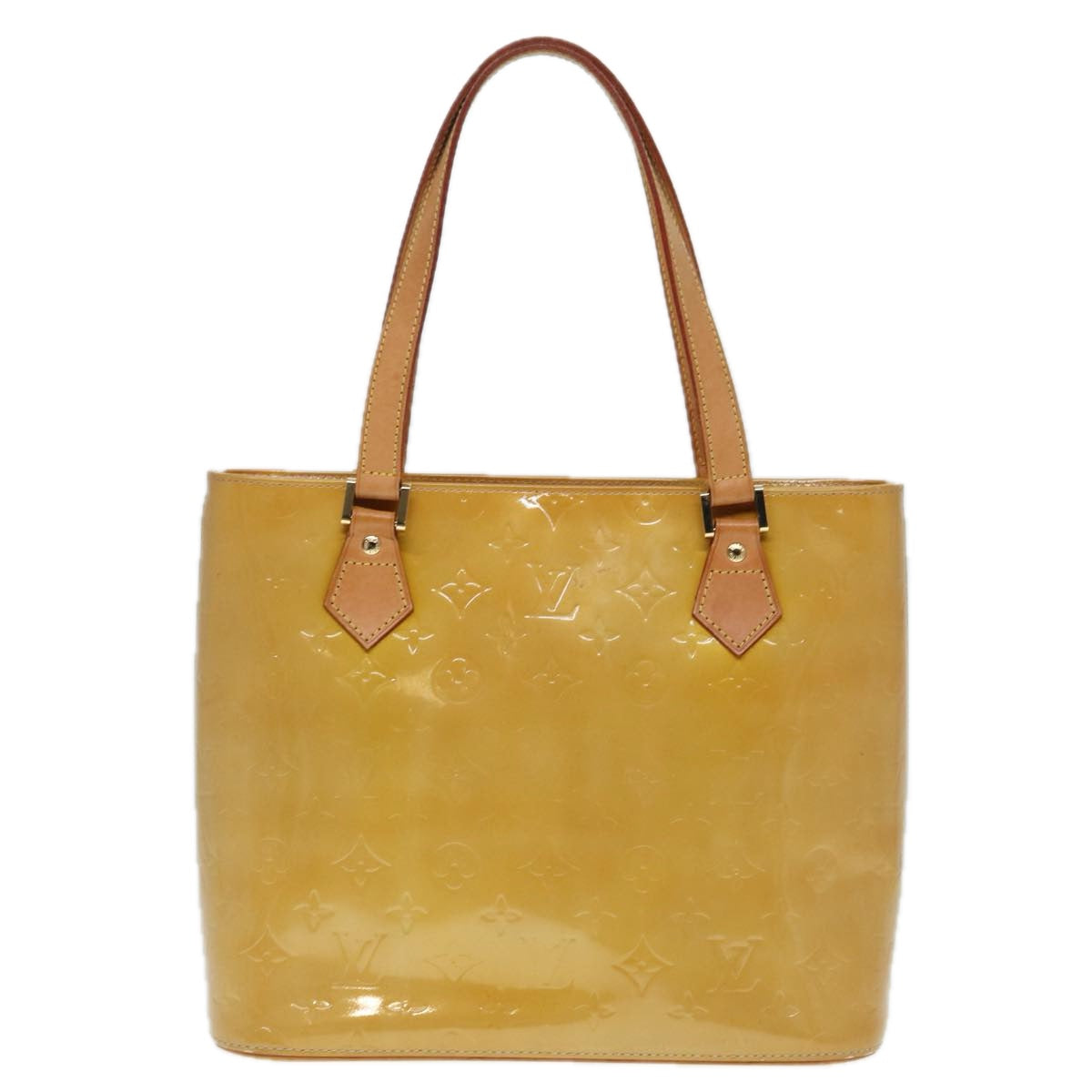 LOUIS VUITTON Monogram Vernis Houston Hand Bag Beige M91004 LV 90318