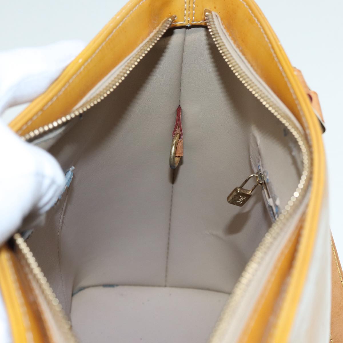 LOUIS VUITTON Monogram Vernis Houston Hand Bag Beige M91004 LV 90318