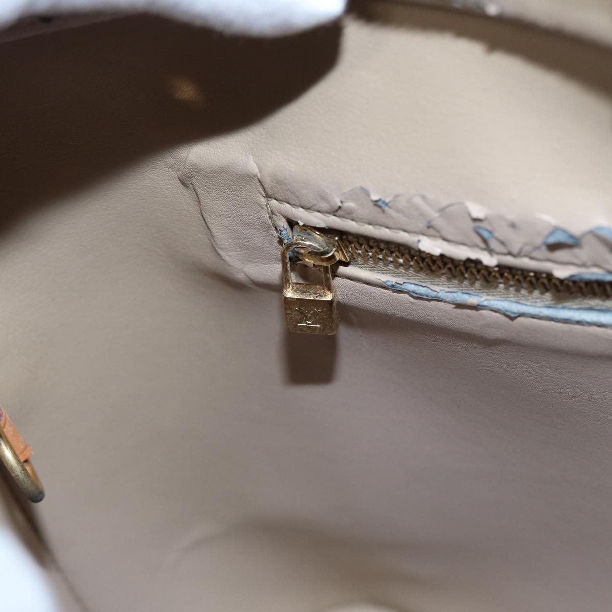 LOUIS VUITTON Monogram Vernis Houston Hand Bag Beige M91004 LV 90318