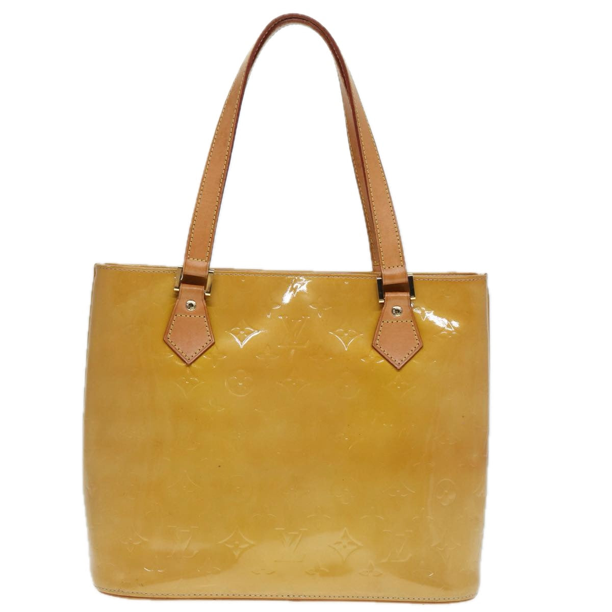 LOUIS VUITTON Monogram Vernis Houston Hand Bag Beige M91004 LV 90318