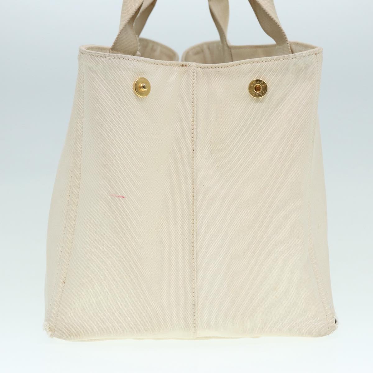 Luxury Prada Canapa GM Hand Bag Canvas Gold White  90320