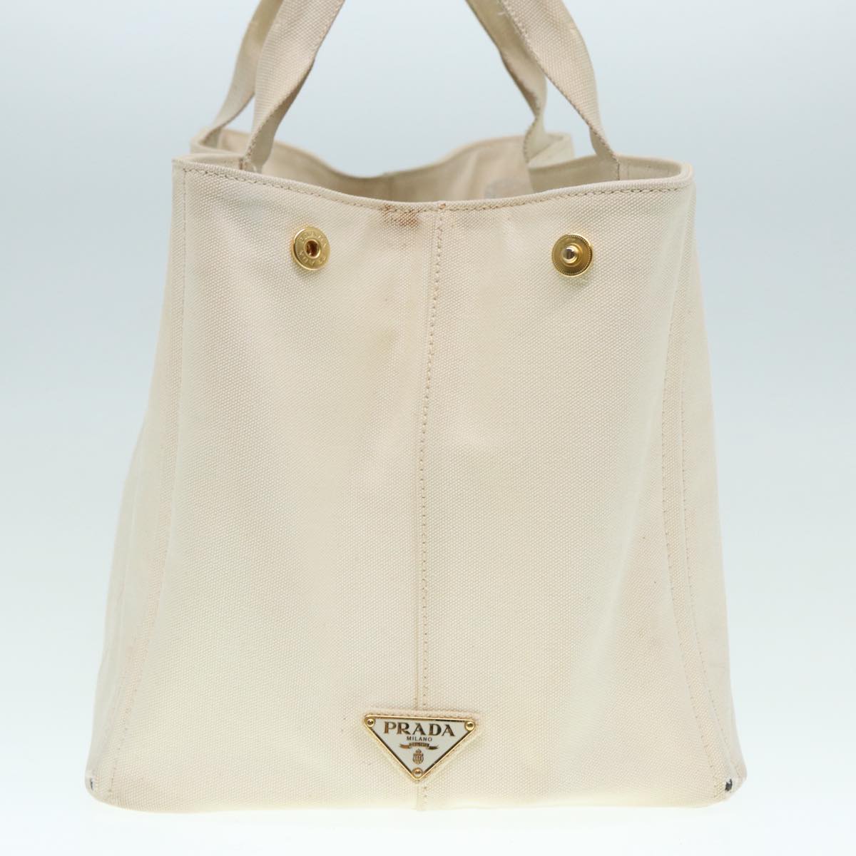 Luxury Prada Canapa GM Hand Bag Canvas Gold White  90320