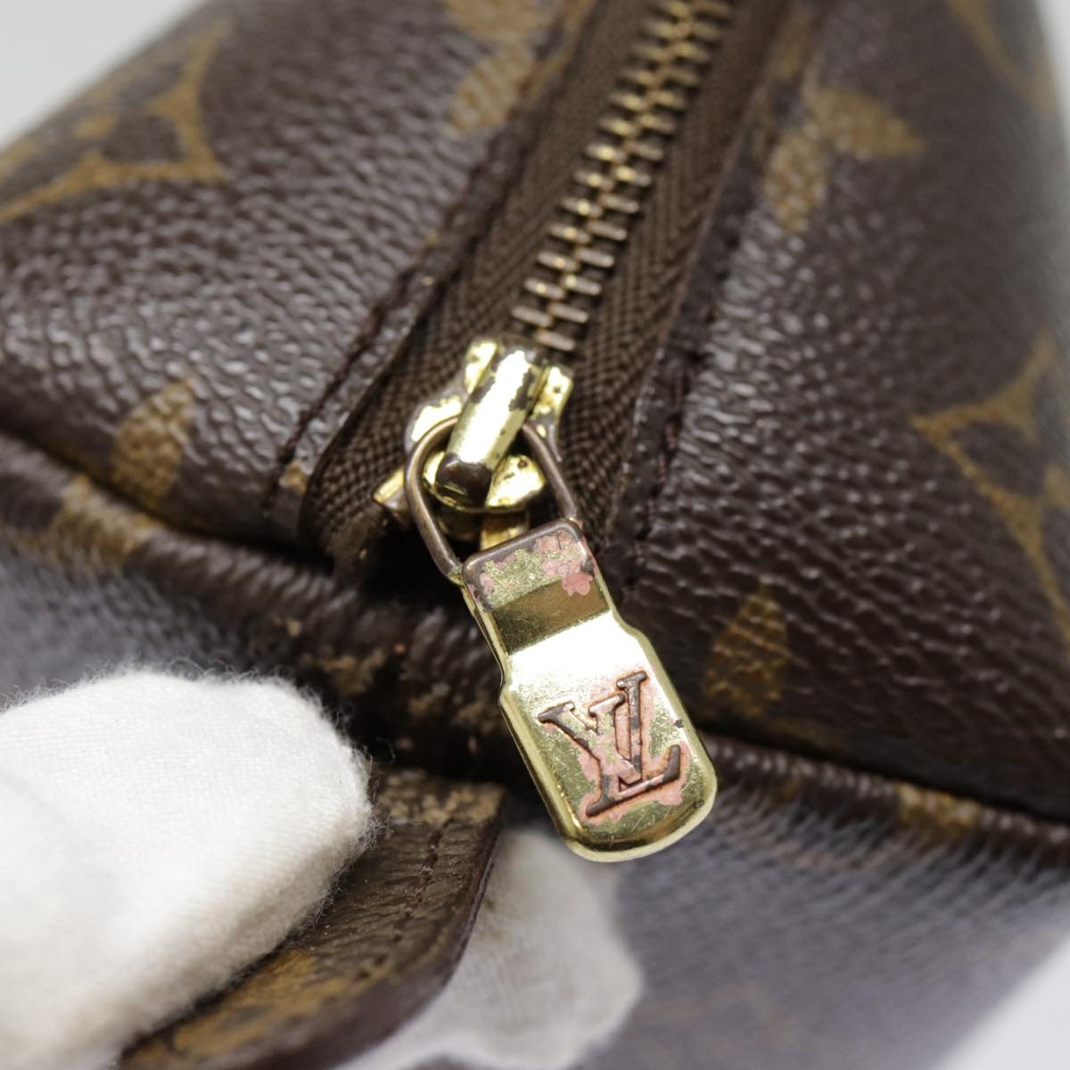 LOUIS VUITTON Monogram Trousse Demi Ronde Cosmetic Pouch M47520 LV 90331